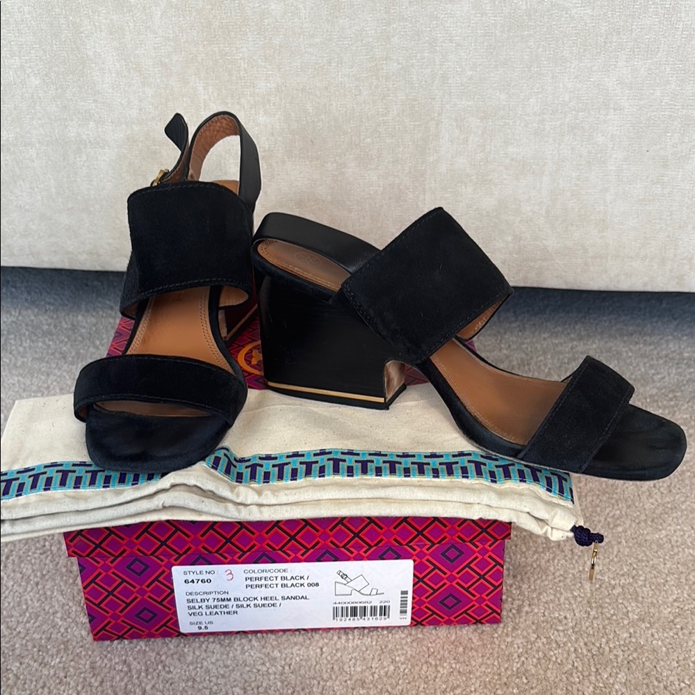 Tory Burch Selby Black Suede Heels